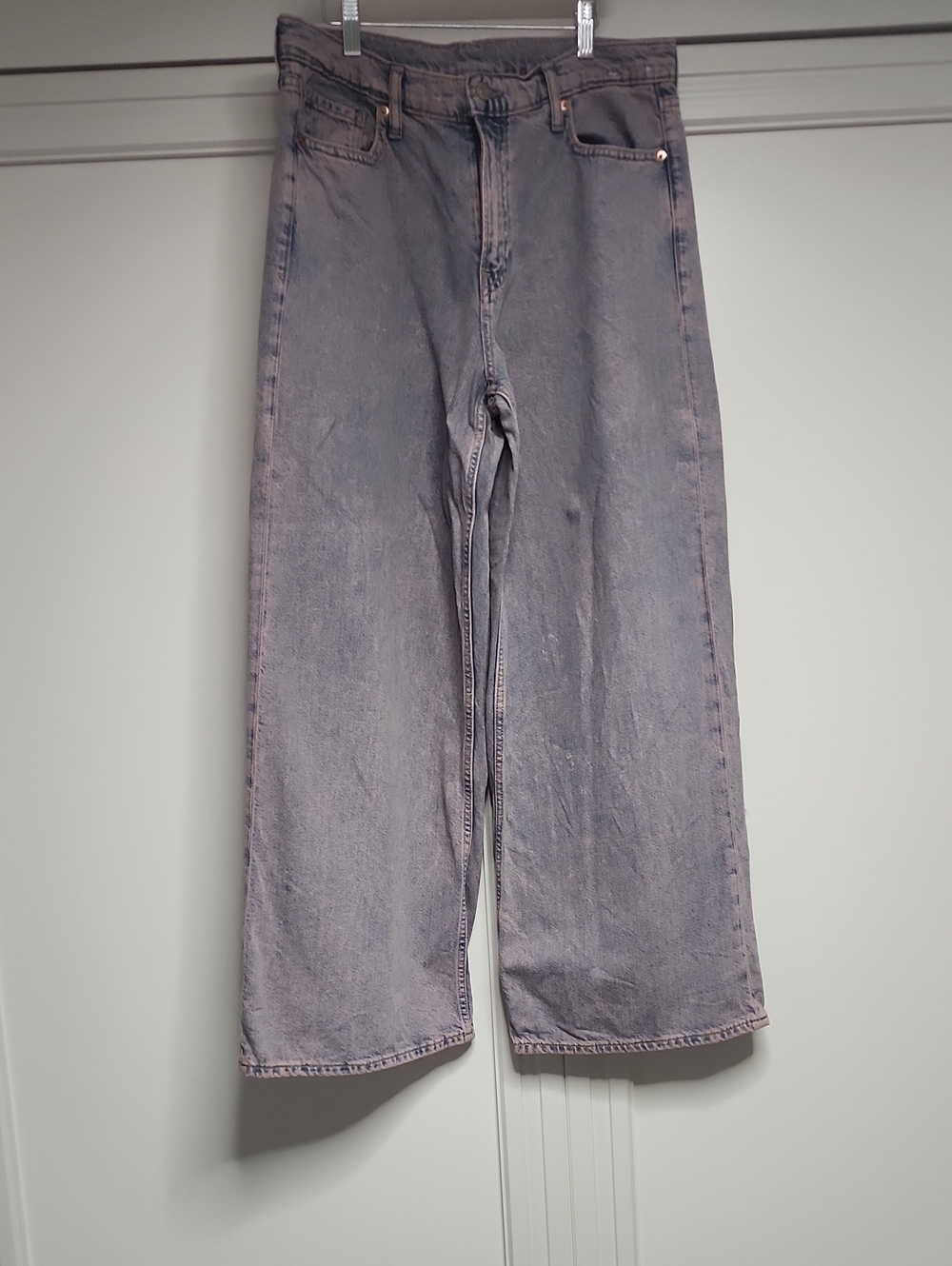 Pink/Gray Wide-Leg Jeans
